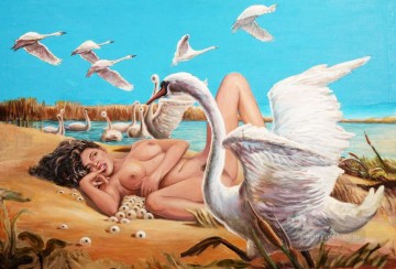 Leda and swans sexy Oil Paintings
